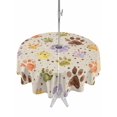 thumbnail image 1 of Outdoor Tablecloth with Umbrella Hole Zipper Colorful Dog Paws Round Tablecloth 60" Waterproof Outside Table Cloth Farmhouse Art Cartoon Rustic Patio Table Cover Tablecloths for Picnic Party, 1 of 8