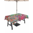 thumbnail image 1 of Outdoor Tablecloth with Umbrella Hole and Zipper, Colorful Ethnic Rectangle Table Cloth 60x120 Inch Waterproof Tablecloth, National Modern Geometric Red Green Picnic Table Cover for Patio Camping, 1 of 7