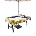 thumbnail image 1 of Outdoor Tablecloth with Umbrella Hole and Zipper, Cow Sunflowers Rectangle Table Cloth 60x102 Inch Waterproof Tablecloth, Spring Botanical Floral Flowers Animals Picnic Table Cover for Patio Camping, 1 of 7