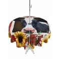 thumbnail image 1 of Outdoor Tablecloth with Umbrella Hole and Zipper, Cow Sunflowers Round Table Cloth 60 Inch Waterproof Tablecloth, Botanical Floral Leaves Bees Farm Barn Picnic Table Cover for Patio Camping, 1 of 7