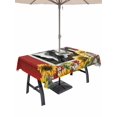 thumbnail image 1 of Outdoor Tablecloth with Umbrella Hole and Zipper, Cows Sunflowers Rectangle Table Cloth 52x70 Inch Waterproof Tablecloth, Spring Botanical Floral Bees Red Barn Picnic Table Cover for Patio Camping, 1 of 7