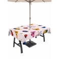 thumbnail image 1 of Outdoor Tablecloth with Umbrella Hole and Zipper, Cute Butterfly Dragonfly Rectangle Table Cloth 54x80 Inch Waterproof Tablecloth, Farmhouse Botanical Floral Pink Picnic Table Cover for Patio Camping, 1 of 7