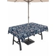 thumbnail image 1 of Outdoor Tablecloth with Umbrella Hole and Zipper, Dandelion Rectangle Table Cloth 60x84 Inch Waterproof Tablecloth, Navy Blue Flowers Modern Minimalist Spring Picnic Table Cover for Patio Camping, 1 of 7
