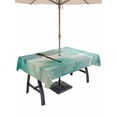 thumbnail image 1 of Outdoor Tablecloth with Umbrella Hole and Zipper, Dragonfly Rectangle Table Cloth 52x70 Inch Waterproof Tablecloth, Modern Abstract Gradient Teal Green Picnic Table Cover for Patio Camping, 1 of 7