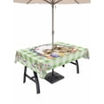 thumbnail image 1 of Outdoor Tablecloth with Umbrella Hole and Zipper, Easter Bunny Rectangle Table Cloth 52x70 Inch Waterproof Tablecloth, Spring Easter Eggs Chick Floral Sage Green Check Picnic Table Cover for Patio, 1 of 7