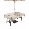 thumbnail image 1 of Outdoor Tablecloth with Umbrella Hole and Zipper, Easter Bunny Rectangle Table Cloth 52x70 Inch Waterproof Tablecloth, Spring Flower Daisy Tulips Vintage Leaves Picnic Table Cover for Patio Camping, 1 of 7