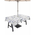 thumbnail image 1 of Outdoor Tablecloth with Umbrella Hole and Zipper, Easter Bunny Rectangle Table Cloth 54x80 Inch Waterproof Tablecloth, Spring Purple Flower Rustic Farmhouse Grey Plaid Picnic Table Cover for Patio, 1 of 7