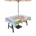 thumbnail image 1 of Outdoor Tablecloth with Umbrella Hole and Zipper, Easter Bunny Rectangle Table Cloth 60x102 Inch Waterproof Tablecloth, Spring Easter Eggs Floral Blue Check Picnic Table Cover for Patio Camping, 1 of 7