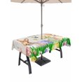 thumbnail image 1 of Outdoor Tablecloth with Umbrella Hole and Zipper, Easter Bunny Rectangle Table Cloth 60x102 Inch Waterproof Tablecloth, Spring Easter Eggs Floral Rustic Burlap Picnic Table Cover for Patio Camping, 1 of 7