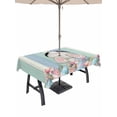 thumbnail image 1 of Outdoor Tablecloth with Umbrella Hole and Zipper, Easter Bunny Rectangle Table Cloth 60x120 Inch Waterproof Tablecloth, Cute Rabbit Eggs Flowers Farmhouse Wood Picnic Table Cover for Patio Camping, 1 of 7