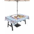 thumbnail image 1 of Outdoor Tablecloth with Umbrella Hole and Zipper, Easter Bunny Rectangle Table Cloth 60x84 Inch Waterproof Tablecloth, Spring Easter Eggs Chick Floral Blue Check Picnic Table Cover for Patio Camping, 1 of 7