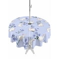 thumbnail image 1 of Outdoor Tablecloth with Umbrella Hole and Zipper, Easter Bunny Round Table Cloth 54 Inch Waterproof Tablecloth, Spring Purple Flower Rustic Rabbit Blue Picnic Table Cover for Patio Camping, 1 of 7