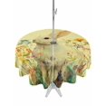 thumbnail image 1 of Outdoor Tablecloth with Umbrella Hole Zipper Easter Bunny Round Tablecloth 54" Waterproof Table Cloth Yellow Rabbit Spring Flowers Leaves Rustic Plants Patio Table Cover Tablecloths for Picnic, 1 of 8