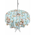 thumbnail image 1 of Outdoor Tablecloth with Umbrella Hole Zipper Easter Bunny Round Tablecloth 60" Waterproof Outside Table Cloth Spring Easter Eggs Botanical Blue Striped Patio Table Cover Tablecloths for Picnic Party, 1 of 8