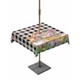 thumbnail image 1 of Outdoor Tablecloth with Umbrella Hole and Zipper, Easter Bunny Square Table Cloth 54x54 Inch Waterproof Tablecloth, Spring Easter Eggs Floral Black White Check Picnic Table Cover for Patio Camping, 1 of 7