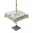 thumbnail image 1 of Outdoor Tablecloth with Umbrella Hole and Zipper, Easter Bunny Square Table Cloth 54x54 Inch Waterproof Tablecloth, Spring Flower Daisy Tulips Green Checkered Picnic Table Cover for Patio Camping, 1 of 7