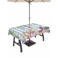 thumbnail image 1 of Outdoor Tablecloth with Umbrella Hole and Zipper, Easter Rabbits Rectangle Table Cloth 54x80 Inch Waterproof Tablecloth, Spring Cute Bunny Eggs Flowers Leaf Blue Plaid Picnic Table Cover for Patio, 1 of 7