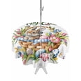 thumbnail image 1 of Outdoor Tablecloth with Umbrella Hole and Zipper, Easter Rabbits Round Table Cloth 54 Inch Waterproof Tablecloth, Watercolor Flowers Eggs Cute Bunny Butterflies Picnic Table Cover for Patio Camping, 1 of 7