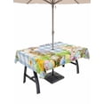 thumbnail image 1 of Outdoor Tablecloth with Umbrella Hole and Zipper, Easter Rectangle Table Cloth 52x70 Inch Waterproof Tablecloth, Spring Bunny Sheep Floral Eggs Botanical Blue Check Picnic Table Cover for Patio, 1 of 7