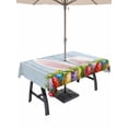 thumbnail image 1 of Outdoor Tablecloth with Umbrella Hole and Zipper, Easter Rectangle Table Cloth 52x70 Inch Waterproof Tablecloth, Wooden Bunny Colorful Eggs Spring Floral Retro Art Picnic Table Cover for Patio, 1 of 7