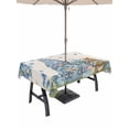 thumbnail image 1 of Outdoor Tablecloth with Umbrella Hole and Zipper, Easter Rectangle Table Cloth 54x80 Inch Waterproof Tablecloth, Farmhouse Retro Spring Rabbits Gnomes Blue Flowers Picnic Table Cover for Patio, 1 of 7