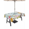 thumbnail image 1 of Outdoor Tablecloth with Umbrella Hole and Zipper, Easter Rectangle Table Cloth 54x80 Inch Waterproof Tablecloth, Spring Farmhouse Bunny Flower Teal Wood Grain Picnic Table Cover for Patio Camping, 1 of 7