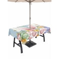 thumbnail image 1 of Outdoor Tablecloth with Umbrella Hole and Zipper, Easter Rectangle Table Cloth 54x80 Inch Waterproof Tablecloth, Spring Rabbit Ear Eggs Floral Butterfly Wooden Picnic Table Cover for Patio Camping, 1 of 7