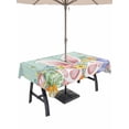 thumbnail image 1 of Outdoor Tablecloth with Umbrella Hole and Zipper, Easter Rectangle Table Cloth 54x80 Inch Waterproof Tablecloth, Spring Rabbit Ear Eggs Floral Green Wooden Grain Picnic Table Cover for Patio Camping, 1 of 7
