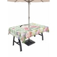 thumbnail image 1 of Outdoor Tablecloth with Umbrella Hole and Zipper, Easter Rectangle Table Cloth 54x80 Inch Waterproof Tablecloth, Spring Rabbit Feet Wildflowers Eggs Green Lattice Picnic Table Cover for Patio Camping, 1 of 7