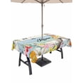 thumbnail image 1 of Outdoor Tablecloth with Umbrella Hole and Zipper, Easter Rectangle Table Cloth 60x102 Inch Waterproof Tablecloth, Spring Farmhouse Bunny Flower Teal Blue Wood Grain Picnic Table Cover for Patio, 1 of 7