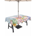 thumbnail image 1 of Outdoor Tablecloth with Umbrella Hole and Zipper, Easter Rectangle Table Cloth 60x120 Inch Waterproof Tablecloth, Spring Eggs Rabbit Ear Flowers Wooden Grain Picnic Table Cover for Patio Camping, 1 of 7