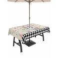 thumbnail image 1 of Outdoor Tablecloth with Umbrella Hole and Zipper, Easter Rectangle Table Cloth 60x120 Inch Waterproof Tablecloth, Spring Farmhouse Retro Bunny Eggs Flower Black Plaid Picnic Table Cover for Patio, 1 of 7