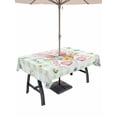 thumbnail image 1 of Outdoor Tablecloth with Umbrella Hole and Zipper, Easter Rectangle Table Cloth 60x84 Inch Waterproof Tablecloth, Spring Bunny Ears Feet Flowers Green Plaid Picnic Table Cover for Patio Camping, 1 of 7