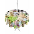 thumbnail image 1 of Outdoor Tablecloth with Umbrella Hole and Zipper, Easter Round Table Cloth 54 Inch Waterproof Tablecloth, Spring Rabbit Sheep Duck Eggs Plants Black Plaid Picnic Table Cover for Patio Camping, 1 of 7