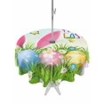 thumbnail image 1 of Outdoor Tablecloth with Umbrella Hole and Zipper, Easter Round Table Cloth 60 Inch Waterproof Tablecloth, Spring Easter Eggs Bunny Butterflies Green Picnic Table Cover for Patio Camping, 1 of 7