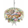 thumbnail image 1 of Outdoor Tablecloth with Umbrella Hole and Zipper, Easter Round Table Cloth 60 Inch Waterproof Tablecloth, Spring Floral Easter Eggs Bunny Tulip Butterfly Picnic Table Cover for Patio Camping, 1 of 7