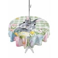 thumbnail image 1 of Outdoor Tablecloth with Umbrella Hole and Zipper, Easter Round Table Cloth 60 Inch Waterproof Tablecloth, Spring Rabbit Eggs Botanical Floral Green Lattice Picnic Table Cover for Patio Camping, 1 of 7