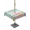 thumbnail image 1 of Outdoor Tablecloth with Umbrella Hole and Zipper, Easter Square Table Cloth 54x54 Inch Waterproof Tablecloth, Spring Rabbit Ear Eggs Floral Green Wooden Grain Picnic Table Cover for Patio Camping, 1 of 7