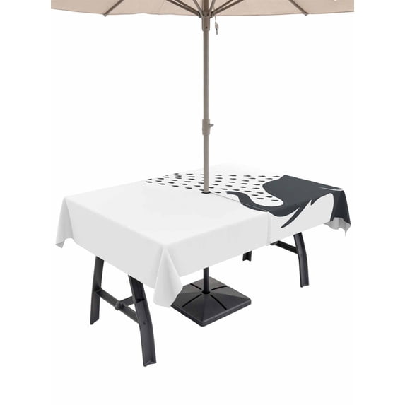Outdoor Tablecloth with Umbrella Hole and Zipper, Elephants Showering Rectangle Table Cloth 60x102 Inch Waterproof Tablecloth, Modern Abstract Art Funny Animals Picnic Table Cover for Patio Camping