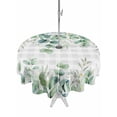 thumbnail image 1 of Outdoor Tablecloth with Umbrella Hole and Zipper, Eucalyptus Leaves Round Table Cloth 60 Inch Waterproof Tablecloth, Spring Daily Flowers Plants Gray Plaid Picnic Table Cover for Patio Camping, 1 of 7
