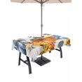thumbnail image 1 of Outdoor Tablecloth with Umbrella Hole and Zipper, Fall Blue Pumpkin Rectangle Table Cloth 52x70 Inch Waterproof Tablecloth, Thanksgiving Sunflower Eucalyptus Picnic Table Cover for Patio Camping, 1 of 7