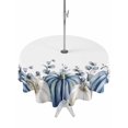 thumbnail image 1 of Outdoor Tablecloth with Umbrella Hole and Zipper, Fall Blue Pumpkin Round Table Cloth 54 Inch Waterproof Tablecloth, Thanksgiving White Eucalyptus Flower Picnic Table Cover for Patio Camping, 1 of 7