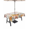 thumbnail image 1 of Outdoor Tablecloth with Umbrella Hole and Zipper, Fall Brown Eucalyptus Rectangle Table Cloth 60x120 Inch Waterproof Tablecloth, Thanksgiving Pumpkins Farmhouse Wood Picnic Table Cover for Patio, 1 of 7