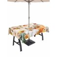 thumbnail image 1 of Outdoor Tablecloth with Umbrella Hole and Zipper, Fall Green Orange Pumpkins Rectangle Table Cloth 54x80 Inch Waterproof Tablecloth, Maple Leaf Tree Thanksgiving Picnic Table Cover for Patio Camping, 1 of 7