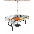 thumbnail image 1 of Outdoor Tablecloth with Umbrella Hole and Zipper, Fall Grey Rectangle Table Cloth 54x80 Inch Waterproof Tablecloth, Thanksgiving Plaid Pumpkin Maple Leaf Sunflower Picnic Table Cover for Patio, 1 of 7