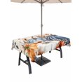 thumbnail image 1 of Outdoor Tablecloth with Umbrella Hole and Zipper, Fall Orange Blue Rectangle Table Cloth 54x80 Inch Waterproof Tablecloth, Thanksgiving Floral Botanical Retro Picnic Table Cover for Patio Camping, 1 of 7