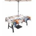 thumbnail image 1 of Outdoor Tablecloth with Umbrella Hole and Zipper, Fall Orange Blue Rectangle Table Cloth 60x102 Inch Waterproof Tablecloth, Thanksgiving Pumpkins Botanical Vintage Picnic Table Cover for Patio, 1 of 7