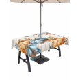 thumbnail image 1 of Outdoor Tablecloth with Umbrella Hole and Zipper, Fall Pumpkins Orange Blue Rectangle Table Cloth 60x84 Inch Waterproof Tablecloth, Thanksgiving Botanical Retro Picnic Table Cover for Patio Camping, 1 of 7
