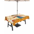 thumbnail image 1 of Outdoor Tablecloth with Umbrella Hole and Zipper, Fall Pumpkins Rectangle Table Cloth 54x80 Inch Waterproof Tablecloth, Straw Man Thanksgiving Leaves Orange Check Picnic Table Cover for Patio Camping, 1 of 7