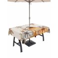 thumbnail image 1 of Outdoor Tablecloth with Umbrella Hole and Zipper, Fall Pumpkins Rectangle Table Cloth 54x80 Inch Waterproof Tablecloth, Thanksgiving Country Flower Leaf on Linen Picnic Table Cover for Patio Camping, 1 of 7